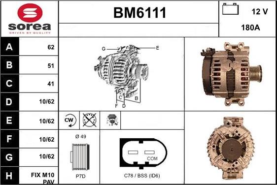 Sera BM6111 - Генератор vvparts.bg