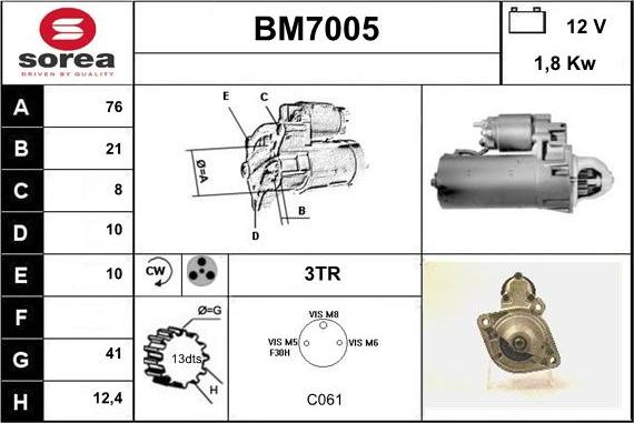 Sera BM7005 - Стартер vvparts.bg