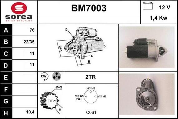 Sera BM7003 - Стартер vvparts.bg