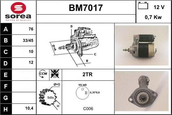 Sera BM7017 - Стартер vvparts.bg