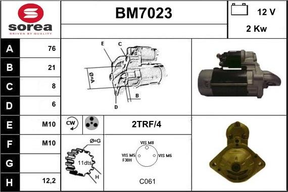Sera BM7023 - Стартер vvparts.bg