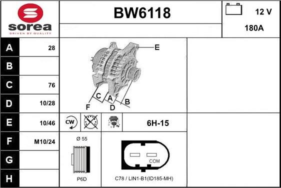 Sera BW6118 - Генератор vvparts.bg