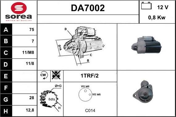 Sera DA7002 - Стартер vvparts.bg