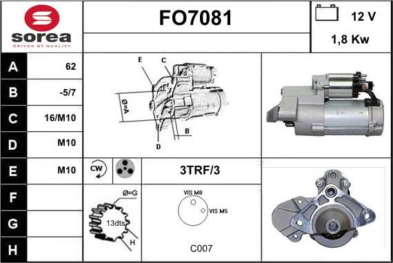 Sera FO7081 - Стартер vvparts.bg