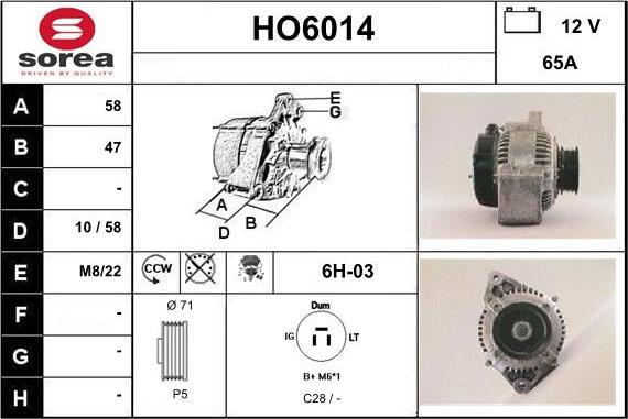 Sera HO6014 - Генератор vvparts.bg