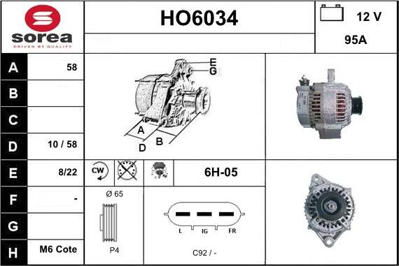 Sera HO6034 - Генератор vvparts.bg