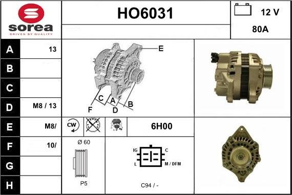 Sera HO6031 - Генератор vvparts.bg