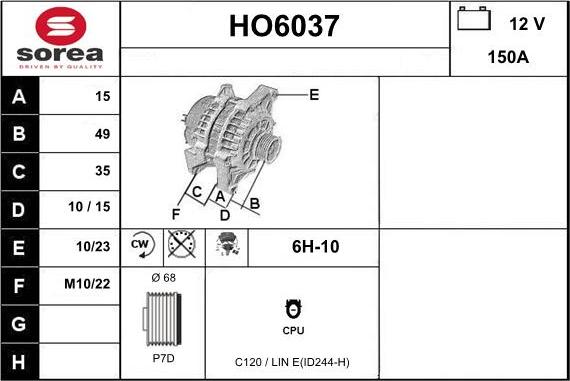 Sera HO6037 - Генератор vvparts.bg