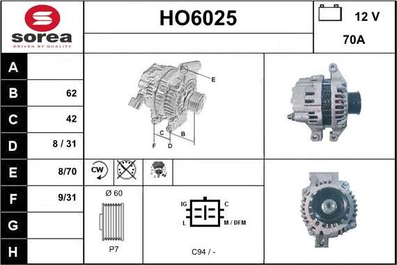 Sera HO6025 - Генератор vvparts.bg