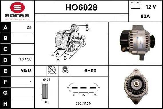 Sera HO6028 - Генератор vvparts.bg