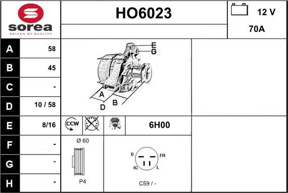 Sera HO6023 - Генератор vvparts.bg