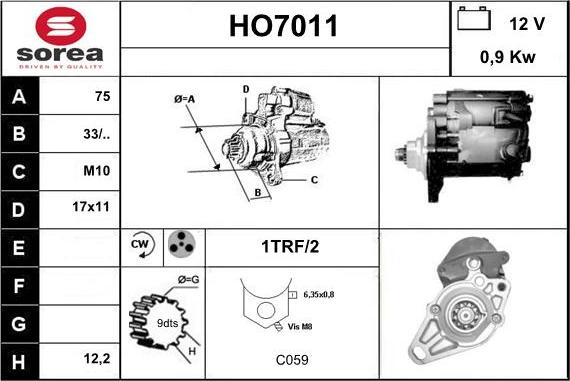 Sera HO7011 - Стартер vvparts.bg