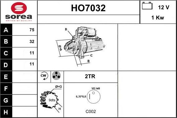 Sera HO7032 - Стартер vvparts.bg