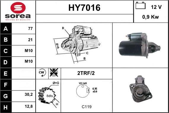 Sera HY7016 - Стартер vvparts.bg