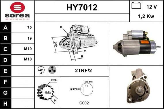 Sera HY7012 - Стартер vvparts.bg