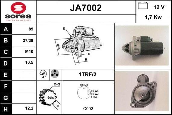 Sera JA7002 - Стартер vvparts.bg