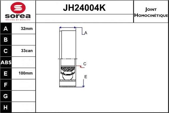 Sera JH24004K - Каре комплект, полуоска vvparts.bg