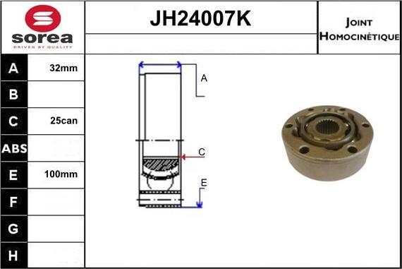 Sera JH24007K - Каре комплект, полуоска vvparts.bg