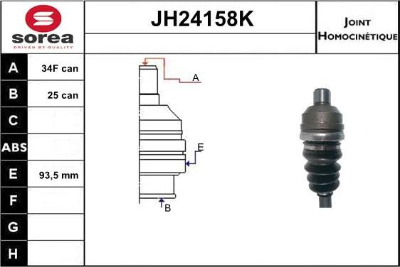 Sera JH24158K - Каре комплект, полуоска vvparts.bg