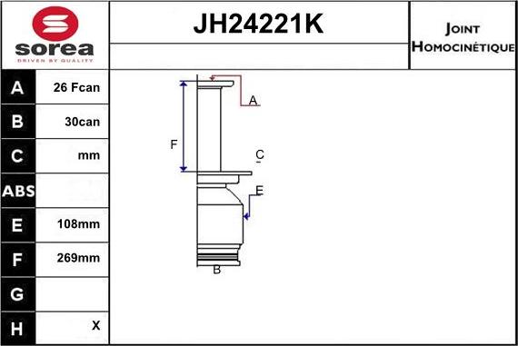 Sera JH24221K - Каре комплект, полуоска vvparts.bg