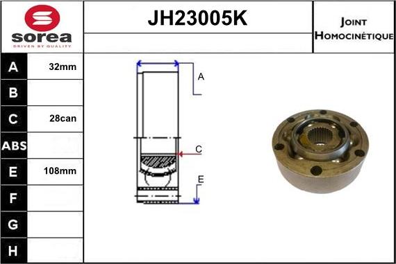 Sera JH23005K - Каре комплект, полуоска vvparts.bg