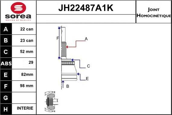 Sera JH22487A1K - Каре комплект, полуоска vvparts.bg