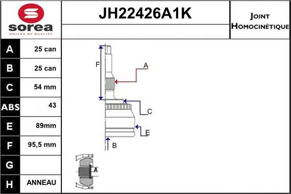 Sera JH22426A1K - Каре комплект, полуоска vvparts.bg