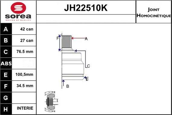 Sera JH22510K - Каре комплект, полуоска vvparts.bg