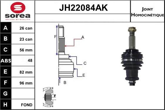 Sera JH22084AK - Каре комплект, полуоска vvparts.bg