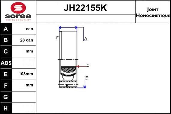 Sera JH22155K - Каре комплект, полуоска vvparts.bg