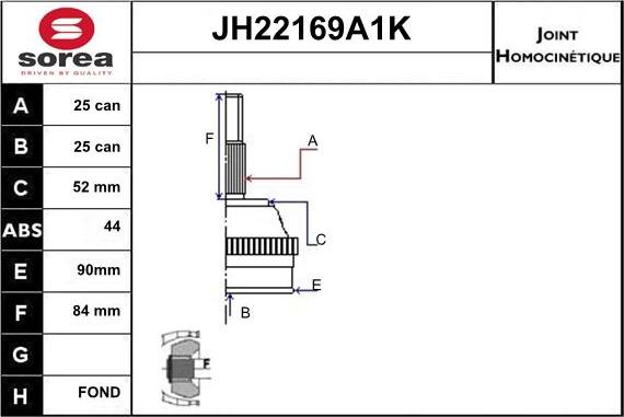 Sera JH22169A1K - Каре комплект, полуоска vvparts.bg