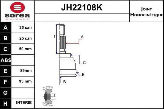 Sera JH22108K - Каре комплект, полуоска vvparts.bg