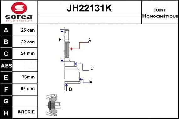 Sera JH22131K - Каре комплект, полуоска vvparts.bg