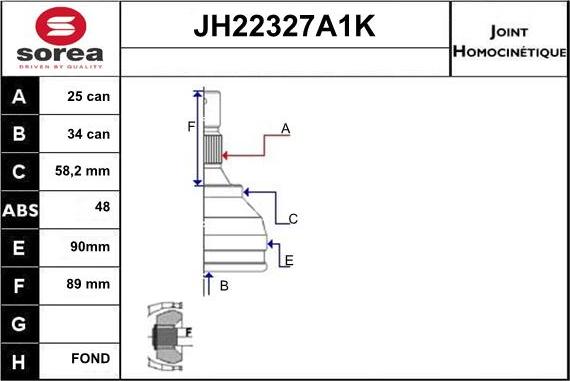 Sera JH22327A1K - Каре комплект, полуоска vvparts.bg