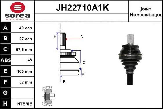 Sera JH22710A1K - Каре комплект, полуоска vvparts.bg