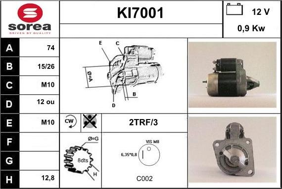 Sera KI7001 - Стартер vvparts.bg