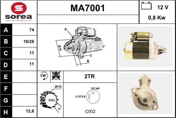 Sera MA7001 - Стартер vvparts.bg