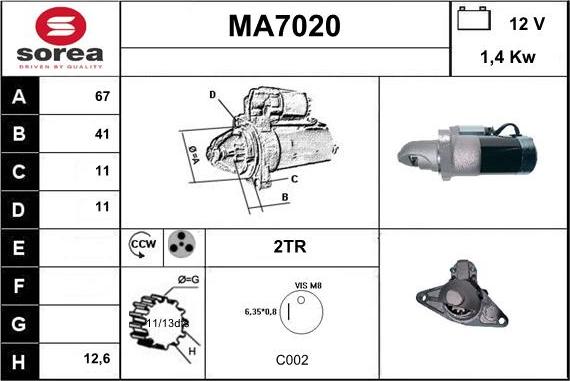 Sera MA7020 - Стартер vvparts.bg