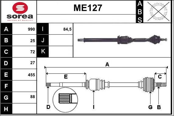 Sera ME127 - Полуоска vvparts.bg