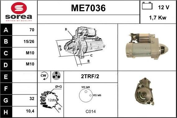 Sera ME7036 - Стартер vvparts.bg