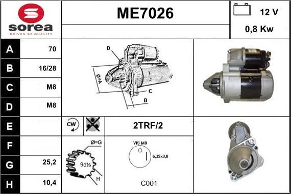 Sera ME7026 - Стартер vvparts.bg