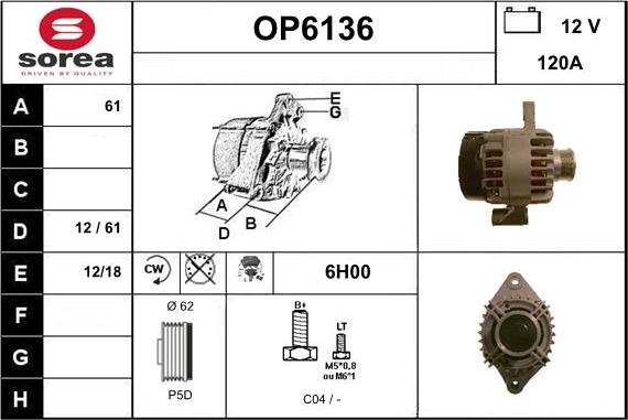 Sera OP6136 - Генератор vvparts.bg