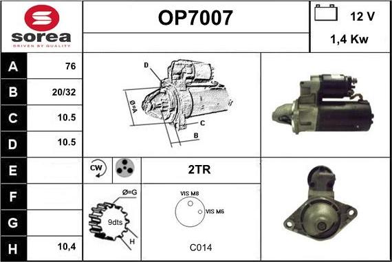 Sera OP7007 - Стартер vvparts.bg