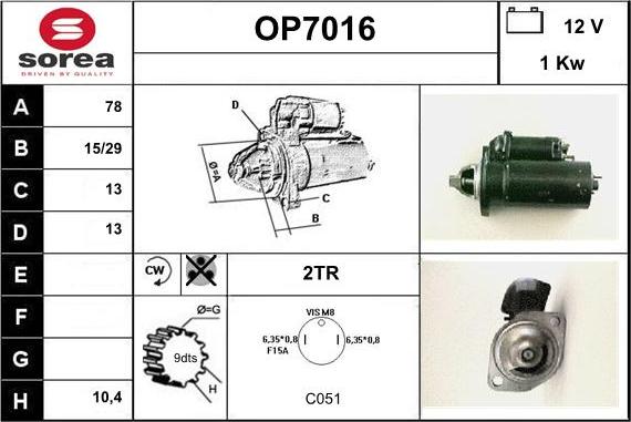 Sera OP7016 - Стартер vvparts.bg