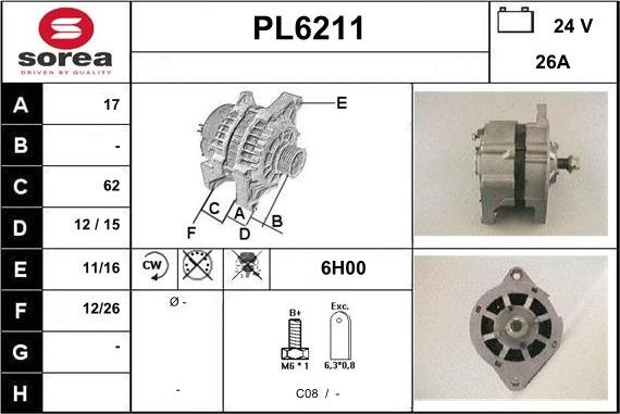 Sera PL6211 - Генератор vvparts.bg