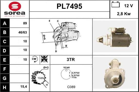 Sera PL7495 - Стартер vvparts.bg