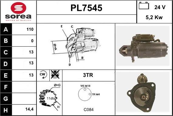 Sera PL7545 - Стартер vvparts.bg