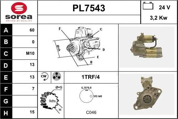 Sera PL7543 - Стартер vvparts.bg