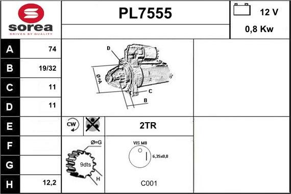 Sera PL7555 - Стартер vvparts.bg