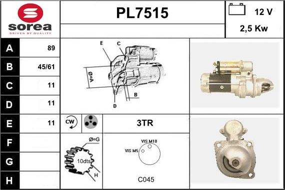 Sera PL7515 - Стартер vvparts.bg